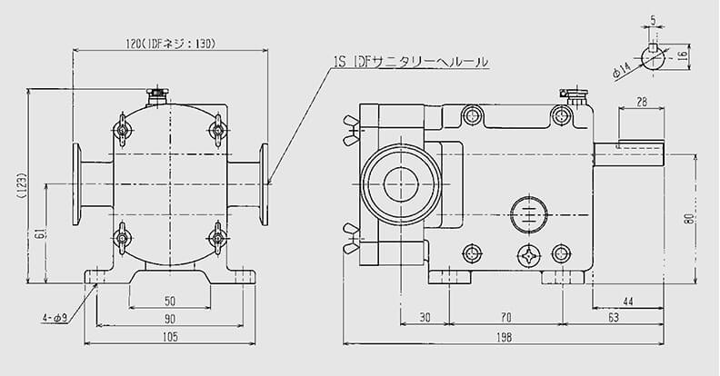 HANATSUKA花塚不锈钢罗茨泵MF25系列尺寸图