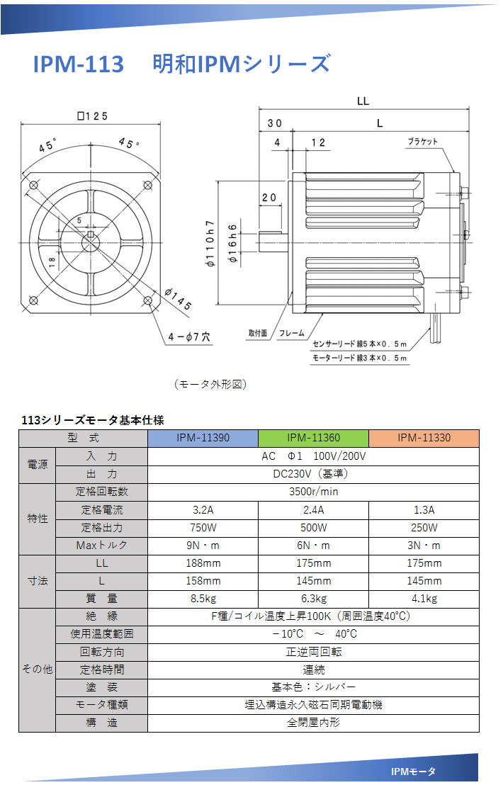 日本明和无刷IPM电机参数4